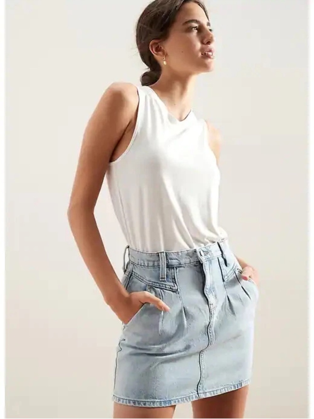 Banana Republic Denim Retro 80s Inspired Mini Skirt Blue Stonewashed Sz 26/2 💚🎀